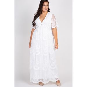 Pinkblush Maternity White Lace Overlay Maxi Dress
